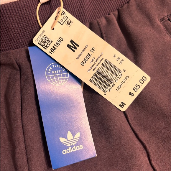 Adidas Women's Suede Mauve Flared Track Pants - Picture 7 of 9